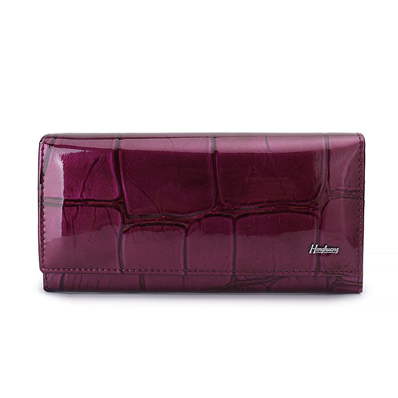 Женский длинный кошелек из натуральной кожи Магнитная застежка Кожа коровы Женские кошельки для мелочи Модные высококачественные кошельки Женский кошелек для денег Женская сумка-клатч