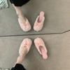 Fashion Women Fashion Elegant Round Toe Lamb Hair Slippers  Winter Outdoor High Heel Banquet Plush Shoes Female Zapatillas Mujer