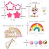 25PCS Unicorn Rainbow Cake Decorations with Rainbow Stars Unicorn Balls for Boys Girls Kids Birthday Party Baby Shower Supplies