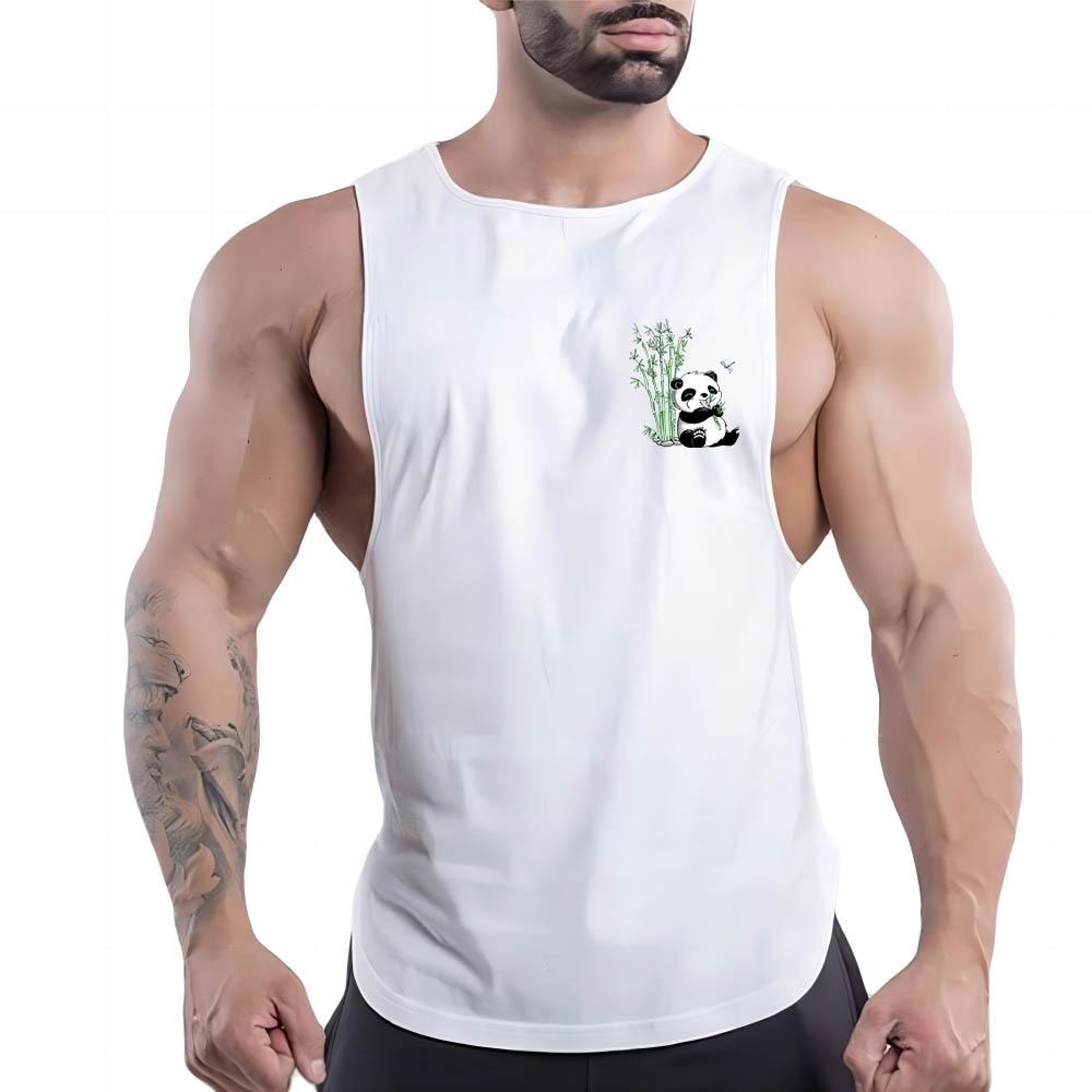 Summer Adult Men'S Fitness Outdoor Crew-Neck Vest Creative Panda Pattern 2d Printed Multi-Color Comfortable Sleeveless Shirt