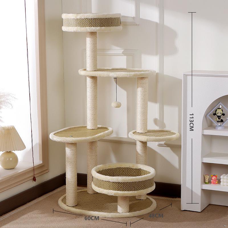 Compact Cross-Border Cat Climbing Frame: Large Cat Tree with Integrated Cat Nest, Space-Saving Design, Foreign Style