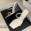 Fashion Liyke Transparent Wedges Slippers For Woman Cozy Wide Strap Square Toe High Heels White Sandals Female Summer Party Dress Shoes