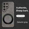 Luxury Sheepskin Magnetic Leather Holder Phone Case For Samsung S25 S24 S23 S22 S21 Plus FE Ultra Edge Stand Shockproof Cover