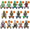 Series Building Block Set With Skateboard Small Particles Assembled Turtle Figure Bag