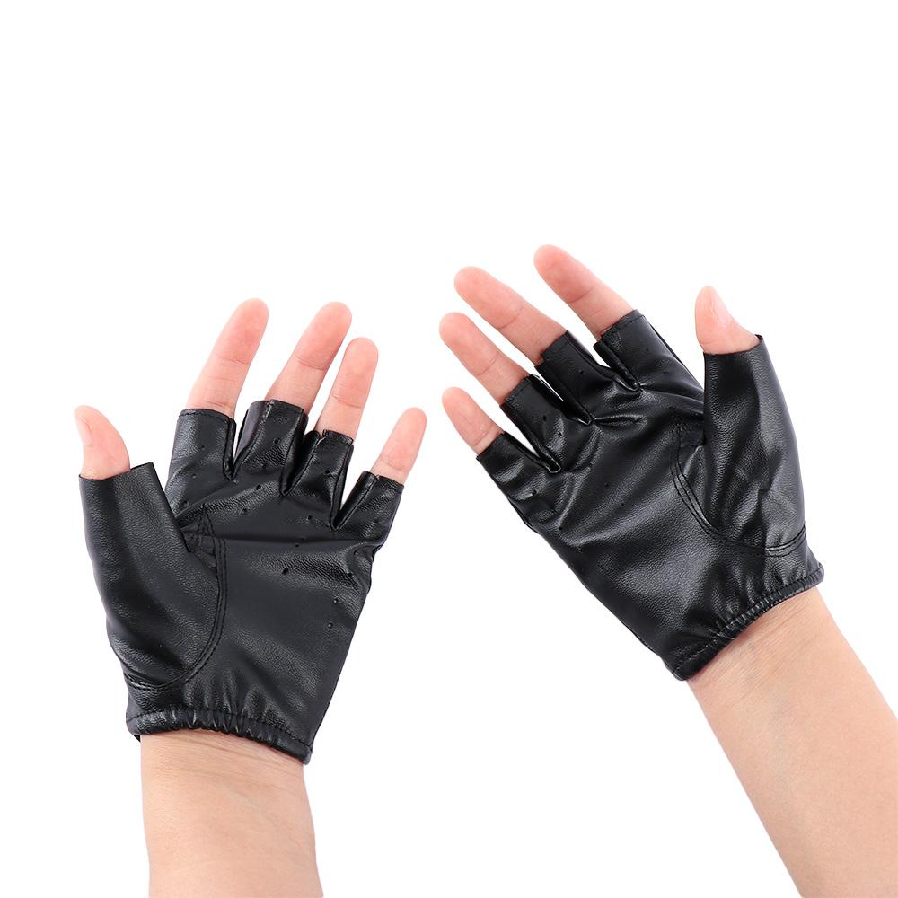 Fashion Hot Black Fingerless Gloves PU Leather Gloves Half Finger Driving