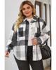 Gray Plus Size Checkered Button-Up Shacket