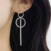 Minimalist Style Two Circle Pendant Earrings Geometry Drop Earrings Fashionable Ear Jewelry For Women Daily Decor