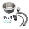 Kitchen Sink 304 Stainless Steel Brushed Single Bowl Rust Proof Round Sink for Home Bar 36cm