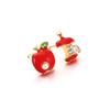 Fashion Jewelry Cute Apple Crystal Stud Ear for Women Fashion Earrings Alloy Diamond Asymmetric Apple Earrings