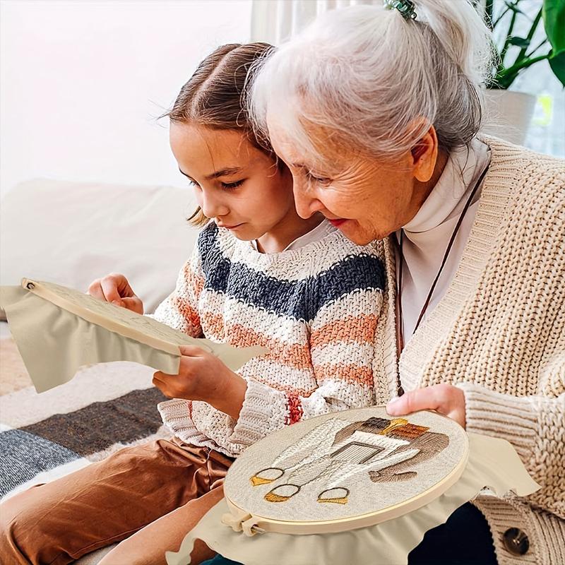 1set Embroidery Kit With Printed Embroidery Patterns Cross Stitch Set