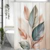 Pink Botanical Leaf Shower Curtain, Floral Plant Bathroom Decorative Shower Curtain, Waterproof Shower Curtain with Hooks