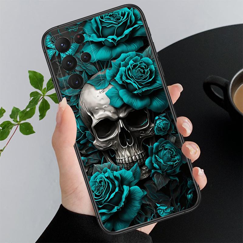 Skull Flower Art Phone Case For Samsung A35 A55 A54 A15 A25 A05s A05 A22 A24 A52 A33 A34 M34 M14 M54 M23