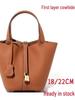 Women's Genuine Leather Bucket Bag - Top Layer Cowhide, Versatile Vegetable Basket Handbag