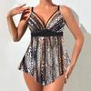 Summer Swimwear Women Plus Size Swimsuit Slim Flowers  Sexy Beach Dress Fat Women Backless Sleeveless Swim Dress