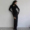 Women's Fall Sexy Slim Backless Split Dress Fashion Spice Tie Up Long Dress