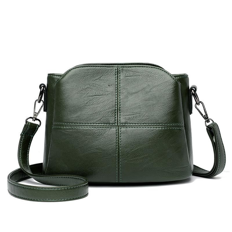 Soft Leather Fashion Bucket Small Bag Middle-aged Mother New Korean Version Simple Atmosphere Shoulder Messenger Bag Casual