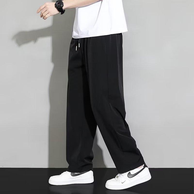 Straight-leg Pants Men's Summer New Drape Solid Color Loose-fitting Youth Wide-leg Casual Ice Pants