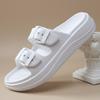 Fashion Thick Sole Pillow Slippers for Women Double Buckle Adjust Soft Bottom Cloud Slides Woman Summer Beach Non Slip EVA Flat Sandals