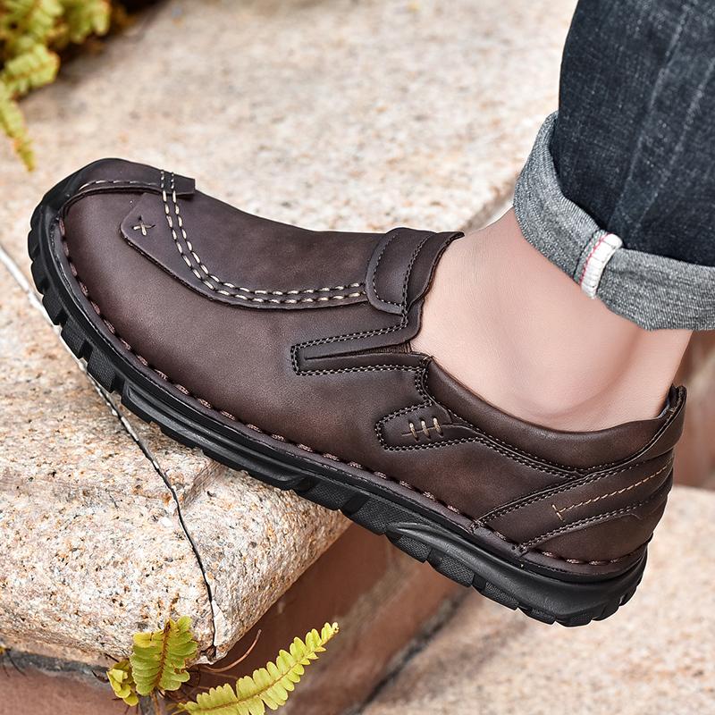 38-46 Retro Cow Leather Shoes Men Loafers Handmade Casual Leather Shoes Moccasins Men Flats Shoes