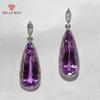 Teardrop Purple CZ Stone Drop Earrings High Quality Silver Color Gorgeous Women Accessories Wedding Trend Hot Jewelry