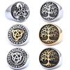 316 Stainless Steel Leaf Men'S Life Tree Ring Ring Personalized Retro Titanium Steel Ring