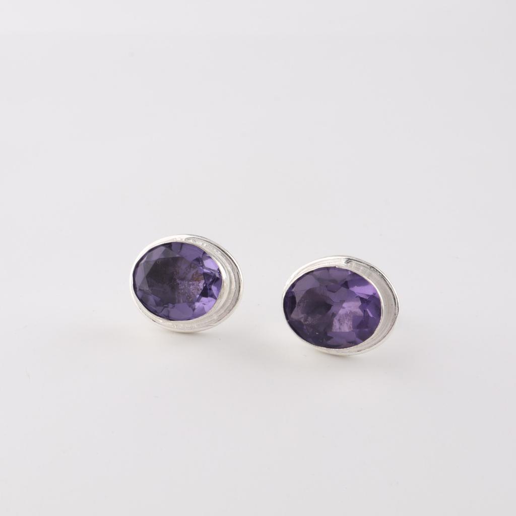 Iolite Gemstone 925 Sterling Silver Jewelry Handmade Stud Earrings 0.5"For Women EE-178-12