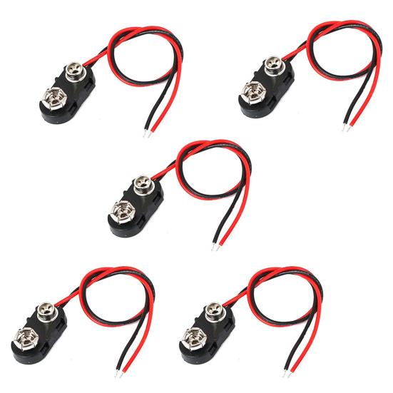 Electronic Kingdom Wires Press Buckle Lead 15cm Double I Type 9V Battery Clip Connector Plug Holder