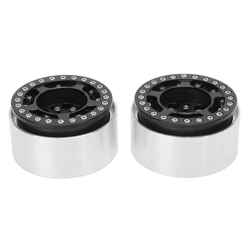 2pcs 1.9 Inch Beadlock Wheels Aluminum Alloy CNC Machining Universal RC Wheel Rims for Crawler Black