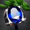 Sapphire Men's Ring: Royal Blue Zirconia, Adjustable Geometric Design