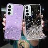 For Samsung A04S Case Luxury Gradient Glitter Bling Phone Cases for Samsung Galaxy A04S A04 S A04s Shiny Stars Sequins Clear Transparent Cover