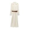 Spring 2025 European & American Women's Silk Satin Belted Dress
