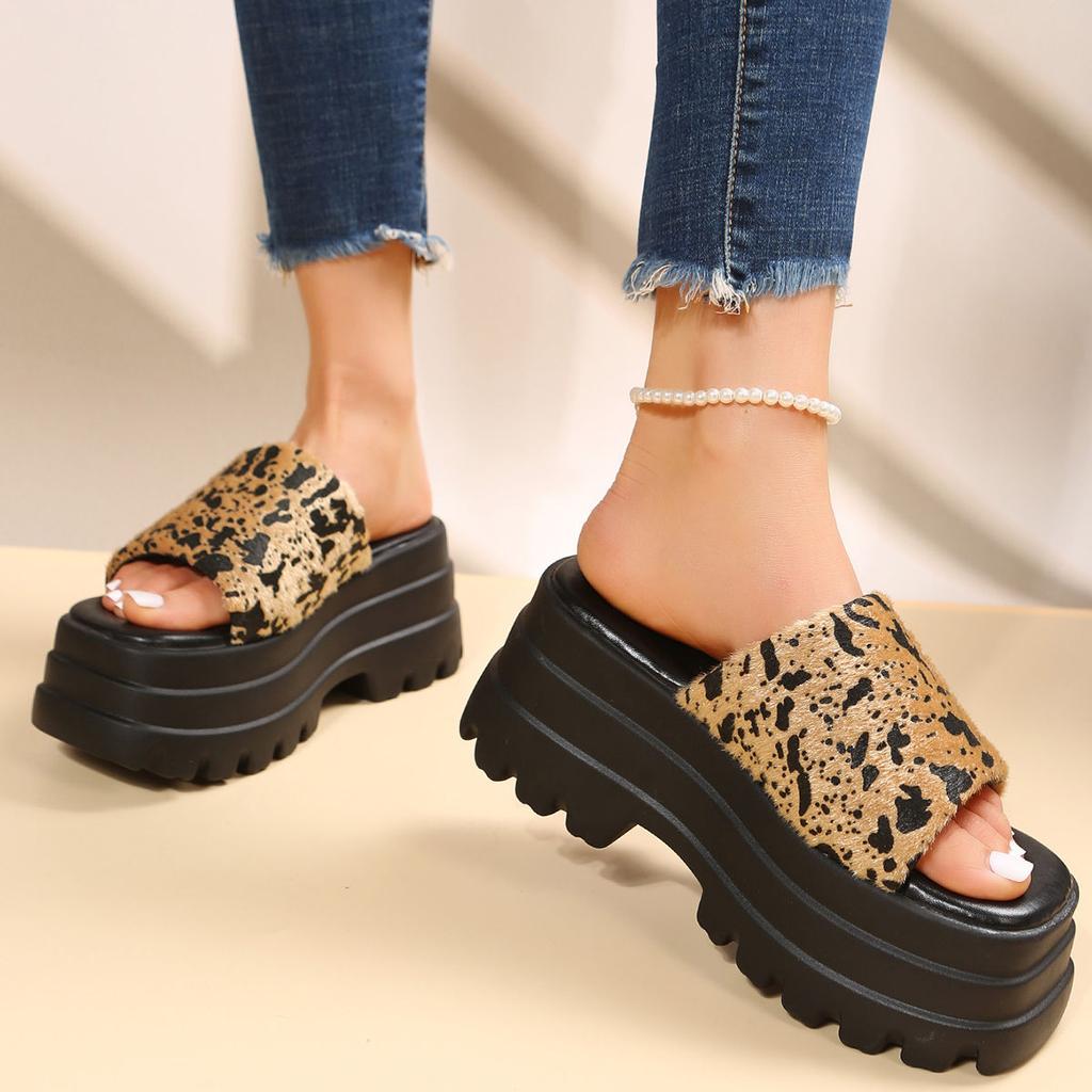 Thick Bottom Slippers Women Fashion Comfortable Open Toe Slope Heel Sandal Slippers Women Muffin Bottom Lightweight High Heeled Large Size Slippers