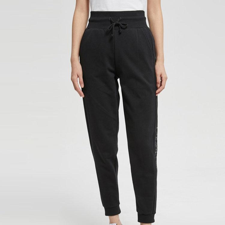 Calvin Klein Drawstring Waist Reflective Letter Print Fleece Joggers Women Bottoms Black 4WF2P612-001