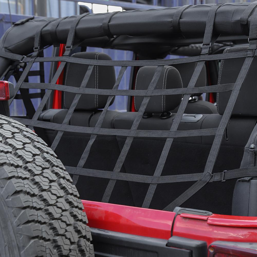 Mesh Cargo Net Trunk Cargo Net for Jeep Wrangler JK JKU 2007-2017 1 PC Black