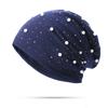 Pearl Rhinestones Women Beanie Hats Autumn Winter Warm Soft Cotton Skullies Caps Casual Outside Turban Female Ladies Hearwear