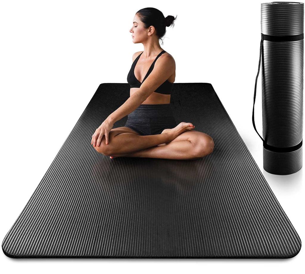 Training 80cm X Extra for and Black Extra-Large Mat, 185cm, Thick, 15mm, Yoga, Pilates, Stretching, Exercise,