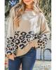 Azura Exchange Leopard Patchwork Knitted Puff Sleeve Sweater