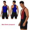 Men Sleeveless Sport Fitness Wrestling Singlet Jumpsuit Racer Back Bodysuit Swimming Bathing Suit Triathlon Wetsuit