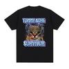 Vintage Tummy Ache Survivor Funny Cat Meme Tee Shirt Men Women Clothing Fashion Short Sleeve T-shirt Casual Pure Cotton T Shirts