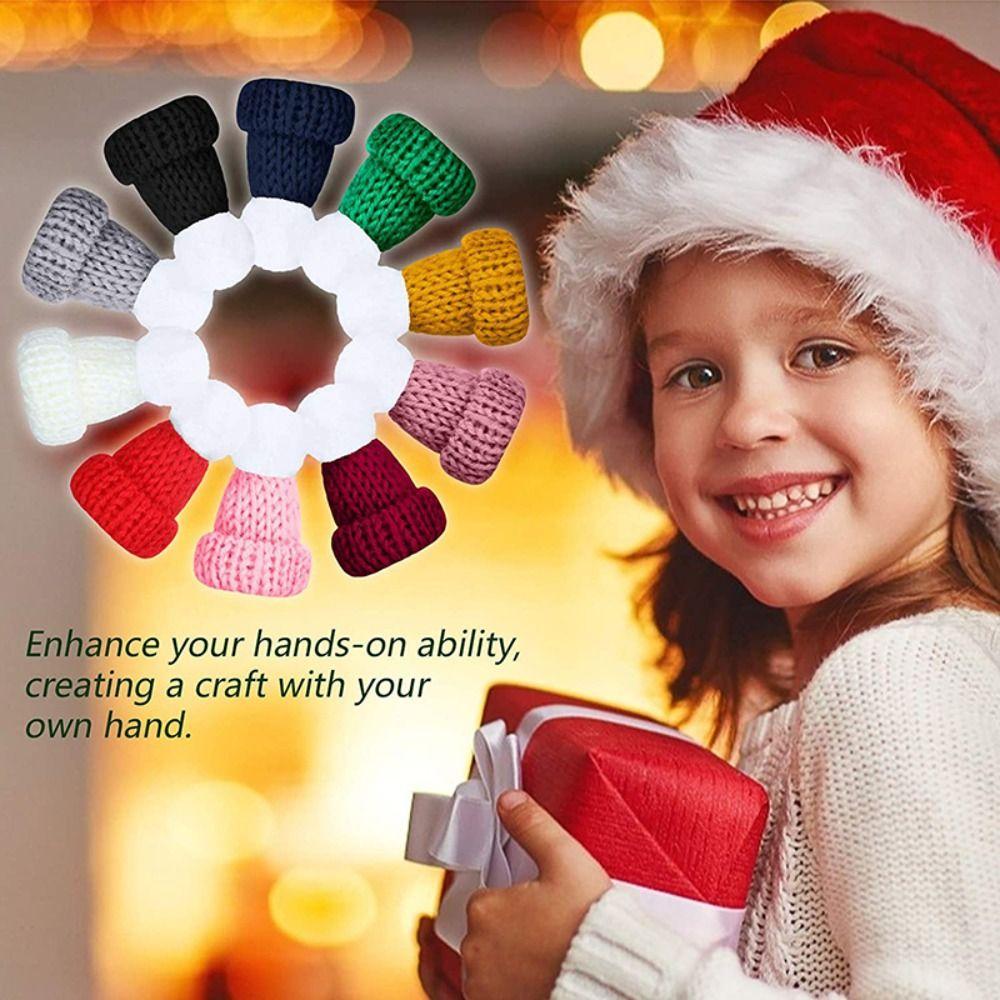 20pcs Yarn Doll Hats Knitting DIY Sewing Crafts Mini Party Cap  Christmas