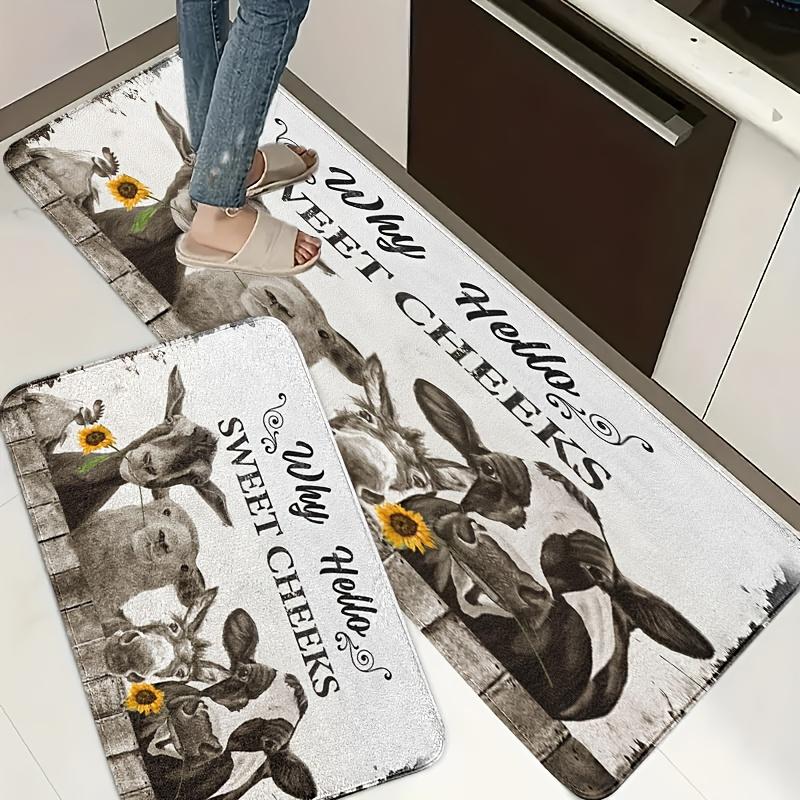 1Pcs Cow Pattern Floor Mat Modern Kitchen Polyester Rug Non-Slip Colorful Indoor Carpet, For Home Bathroom Bedroom Living Room Decor