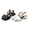 Women Square Heel Slippers Geometric Square Toe Women Sandals Summer One Strap Slingbacks Women Sandalias Mujer Sandale Femme