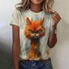 Summer Women's T Shirt Cat Print Casual Short Sleeve 3d T Shirts Fashion Streetwear Female Crew Neck Pullover Oversized Clothing