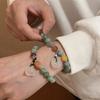 Natural Chalcedony Safety Buckle Pendant Beaded Bracelet National Style Versatile Bracelet Fashion Light Luxury High-end Jewelry