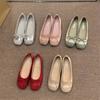 Soft-soled Red Spring and Autumn Gentle Small Single Shoes Women's Shoes Flat-soled 2025 Evening Shoes French Silver Ballet Shoes