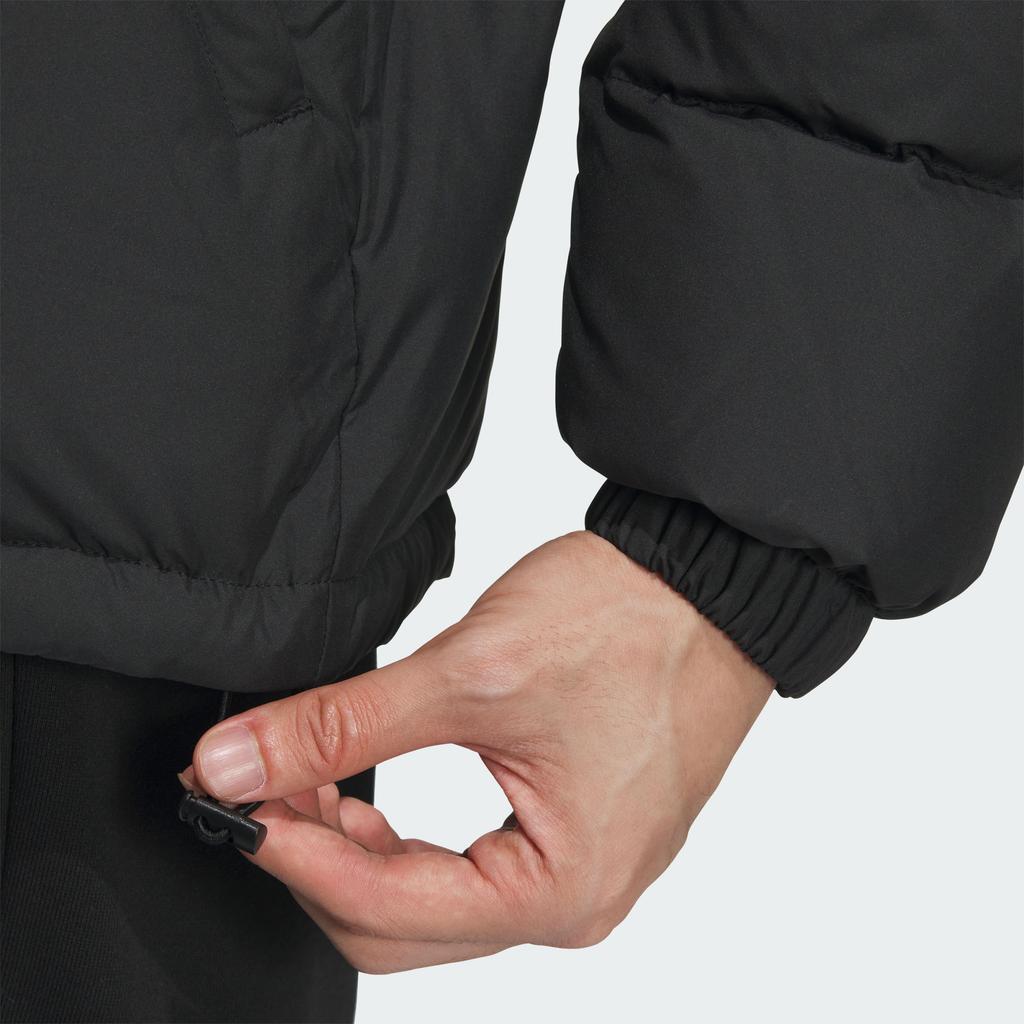 Adidas Puffy Down Series Logo Outdoor Casual Hooded Теплая стеганая куртка унисекс куртка черного цвета JM9131