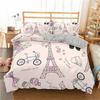 Eiffel Tower Duvet Cover Chic Paris Bedding Set Microfiber Modern French Style Romantic Theme Comforter Cover With Pillowcases