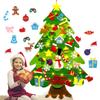 1-2PCS DIY Felt Christmas Tree Wall Hanging Artificial Xmas Tree with Santa Claus Snowflake Ornaments Holiday Supplies Decor