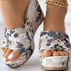 Women Shoes Fashion Shoes Casual Flip Flops Summer Vintage Floral Print Peep Toe Wedge Slippers 35-42
