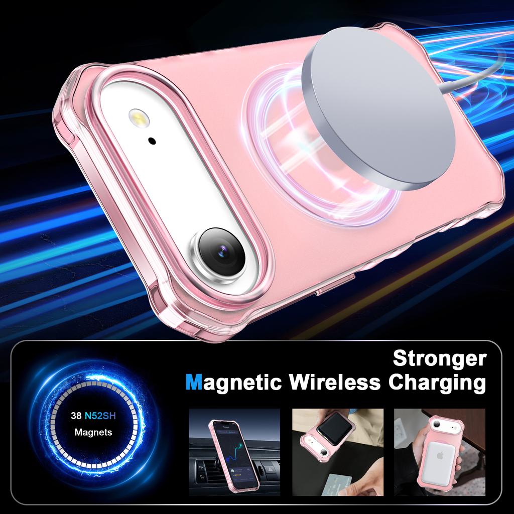 For iPhone 17 Case Compatible with MagSafe Small Wavy Edge PC+TPU Phone Cover